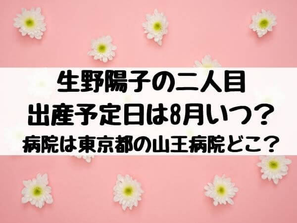 生野陽子の二人目出産予定日は8月いつ 病院は東京都の山王病院どこ エンタメ口コミらぼ